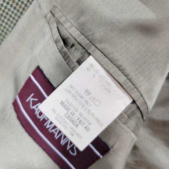 VTG Chaps Ralph Lauren Silk Wool Blazer Mens 42S Green Houndstooth Pane Jacket - Picture 13 of 16